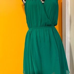 Bebe high low green dress